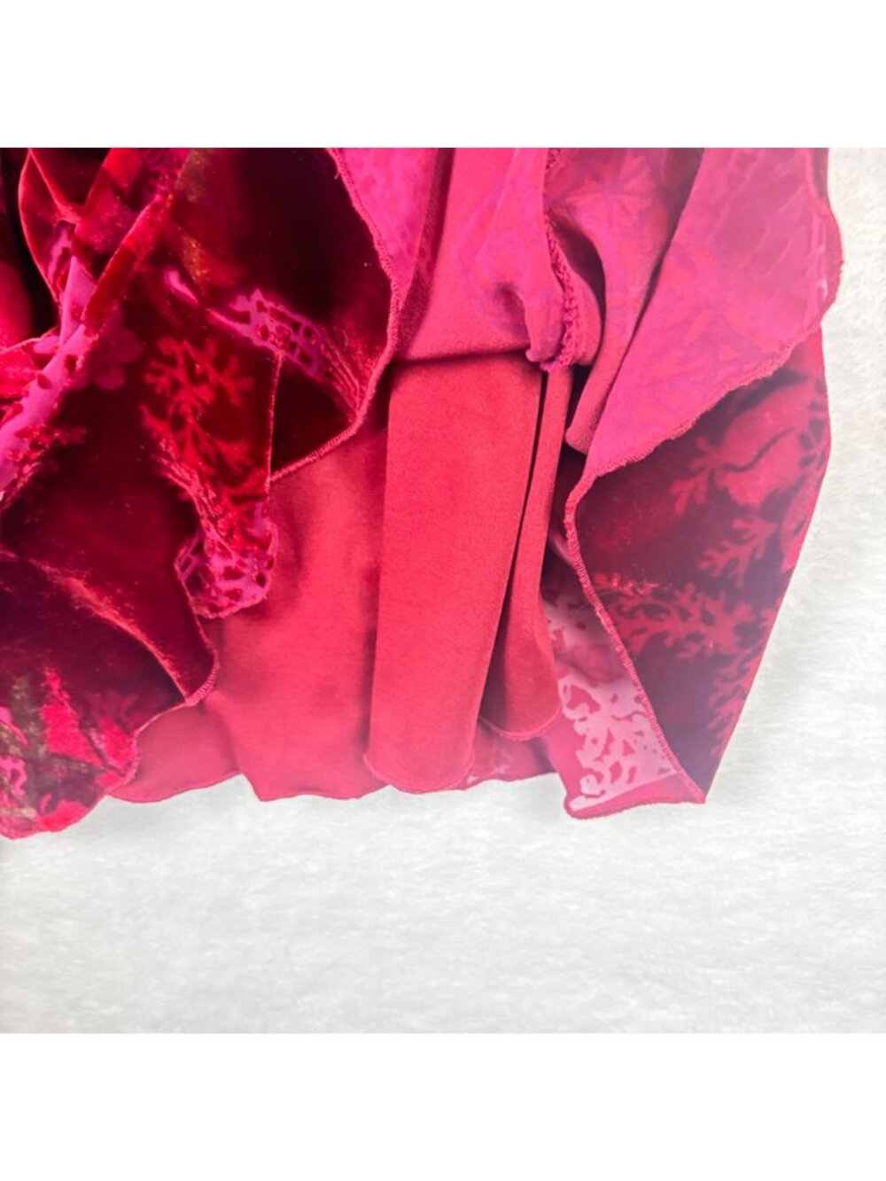 Jonathan Martin Studio 12 Velvet Sleeveless Burgundy Floral Dress Whimsigoth Y2K - Picture 13 of 14